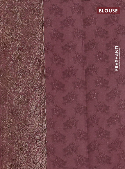 Chiniya silk saree pastel blue and pastel maroon with woven buttas & digital prints and zari woven border