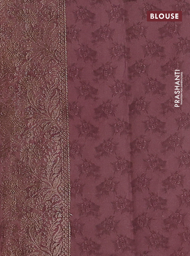 Chiniya silk saree pastel blue and pastel maroon with woven buttas & digital prints and zari woven border