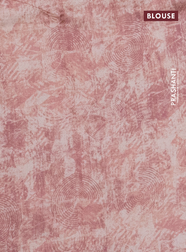 Chiniya silk saree pale orange with allover woven buttas & floral digital prints and zari woven border