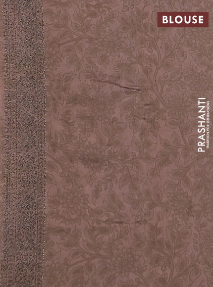 Chiniya silk saree brown with allover woven buttas & kalamkari digital prints and banarasi style border