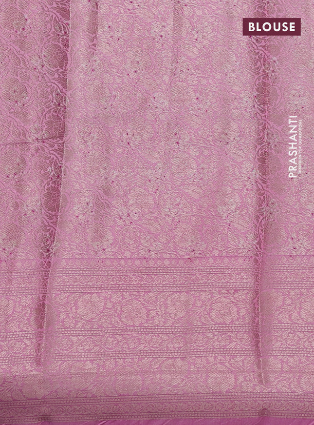 Chiniya silk saree teal blue and pink with zari woven buttas & floral digital prints and long zari woven border