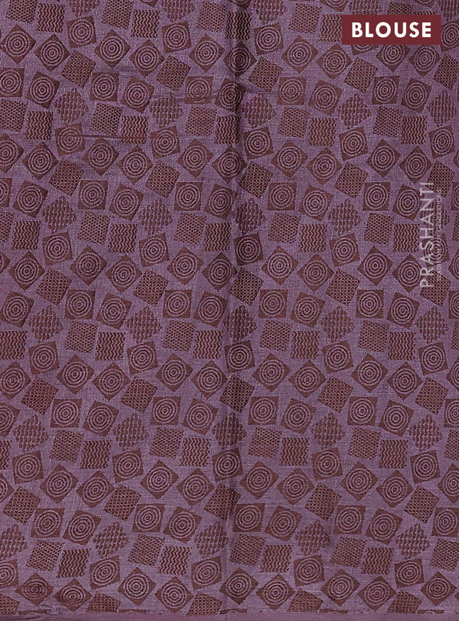 Pure tussar silk saree pastel purple with allover thread woven floral buttas in borderless style