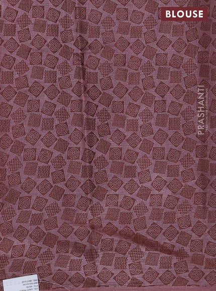 Pure tussar silk saree pastel maroon with allover thread woven floral buttas in borderless style