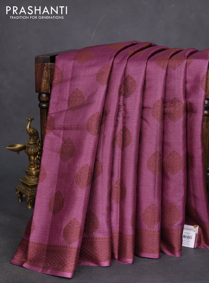 Pure tussar silk saree purple with thread woven buttas and thread woven border