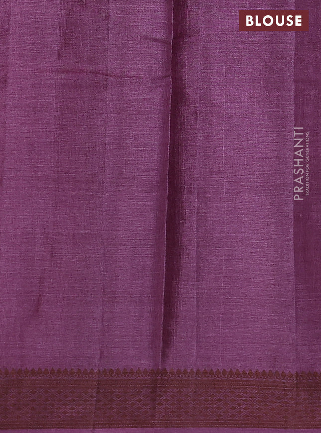 Pure tussar silk saree purple with thread woven buttas and thread woven border