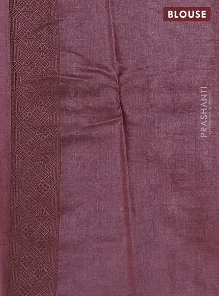 Pure tussar silk saree pastel maroon with allover thread woven buttas in borderless style