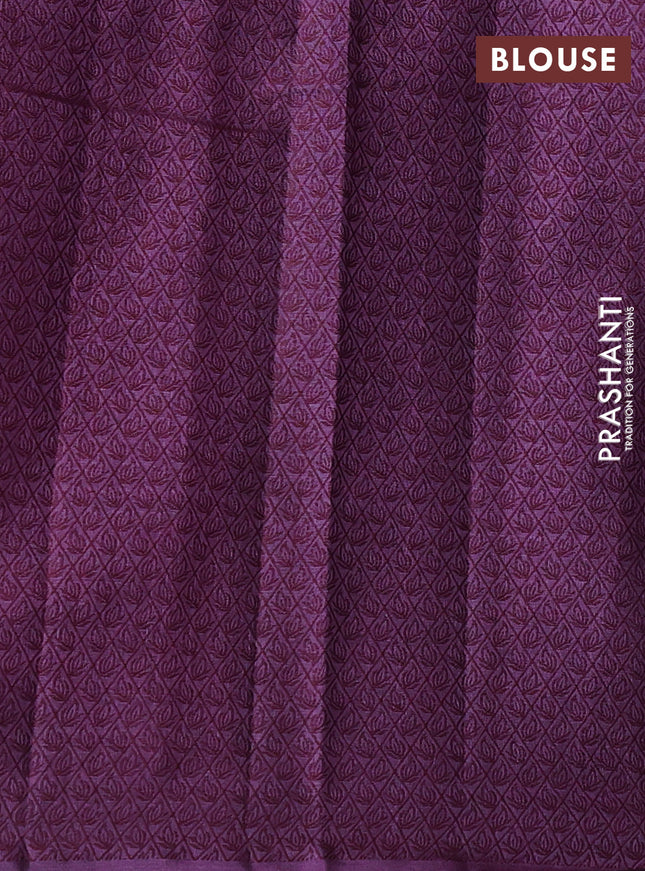 Pure tussar silk saree purple with thread woven box type buttas in borderless style