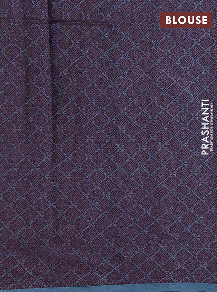 Pure tussar silk saree blue shade with thread woven box type buttas in borderless style