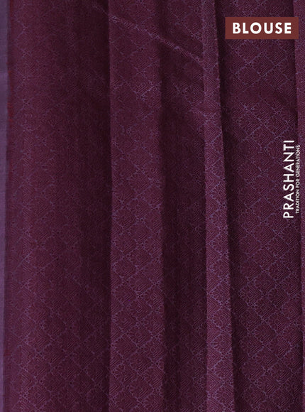 Pure tussar silk saree violet shade with thread woven box type buttas in borderless style