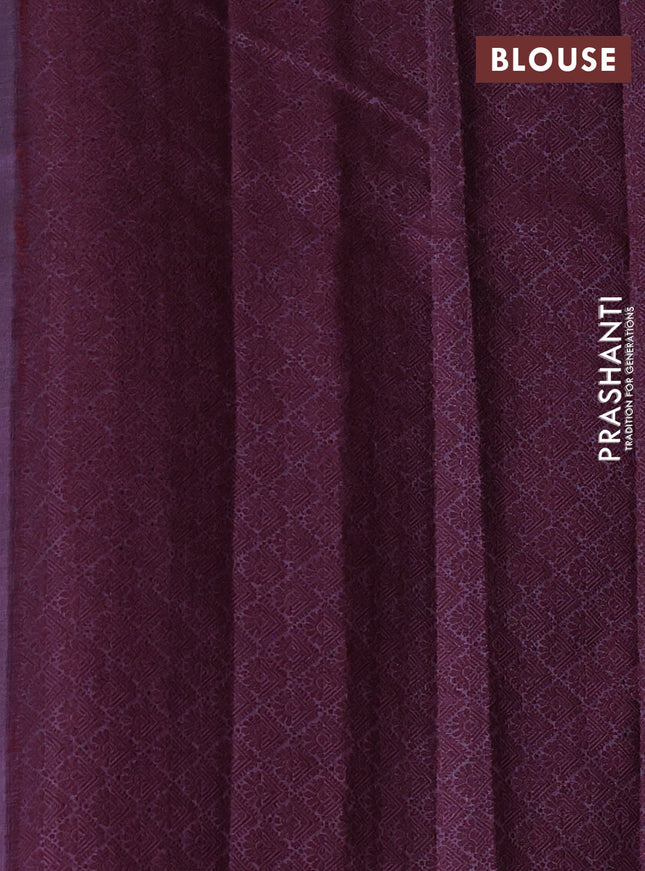 Pure tussar silk saree violet shade with thread woven box type buttas in borderless style