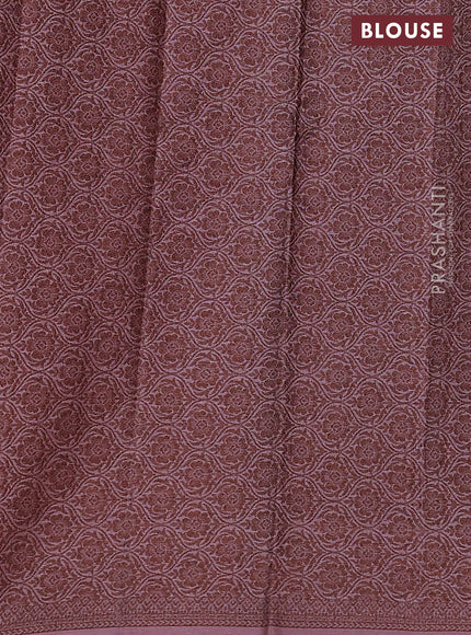 Pure tussar silk saree pastel maroon with allover thread weaves in borderless style
