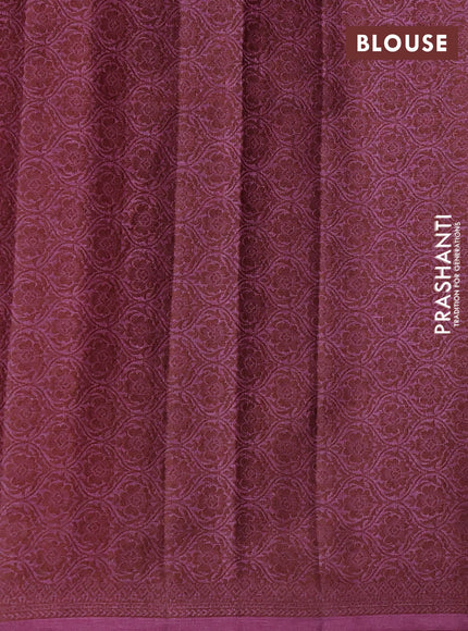 Pure tussar silk saree mauve pink with allover thread weaves in borderless style