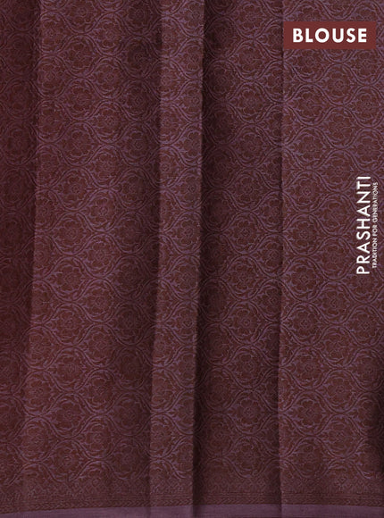 Pure tussar silk saree rosy brown with allover thread weaves in borderless style