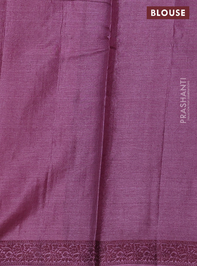 Pure tussar silk saree mauve pink with thread woven floral buttas and thread woven border