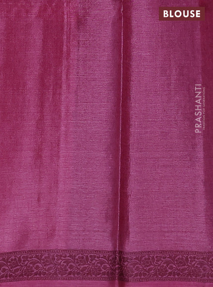 Pure tussar silk saree pink shade with thread woven floral buttas and thread woven border