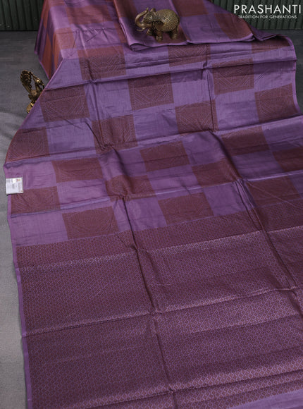Pure tussar silk saree lavender with thread woven box type buttas in borderless style