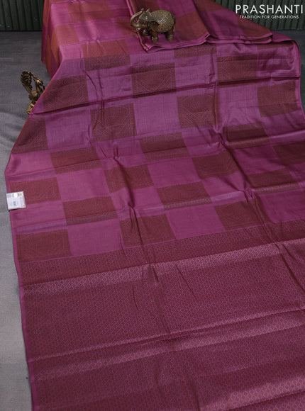 Pure tussar silk saree magenta pink with thread woven box type buttas in borderless style