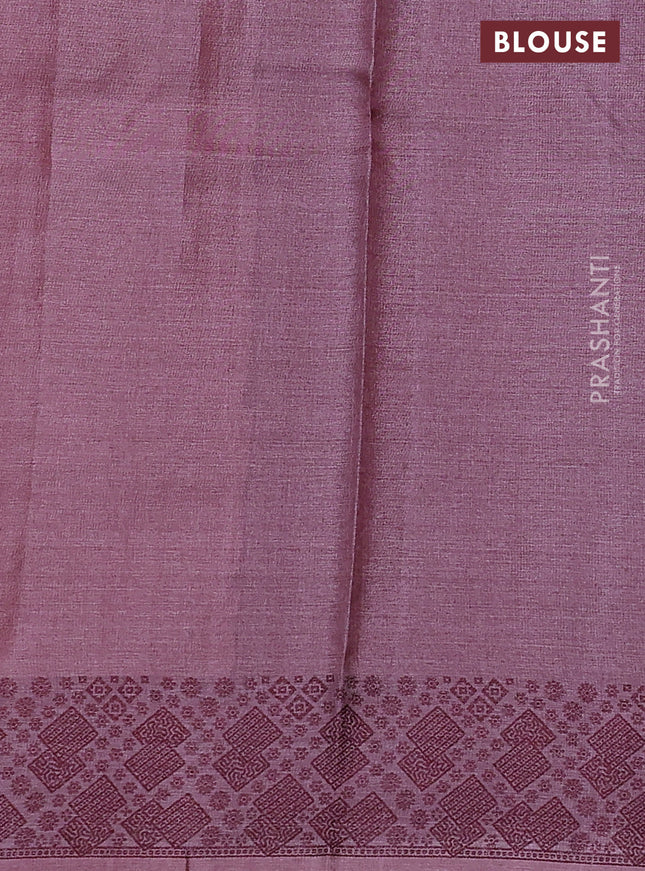Pure tussar silk saree pastel maroon with allover thread woven buttas and thread woven border