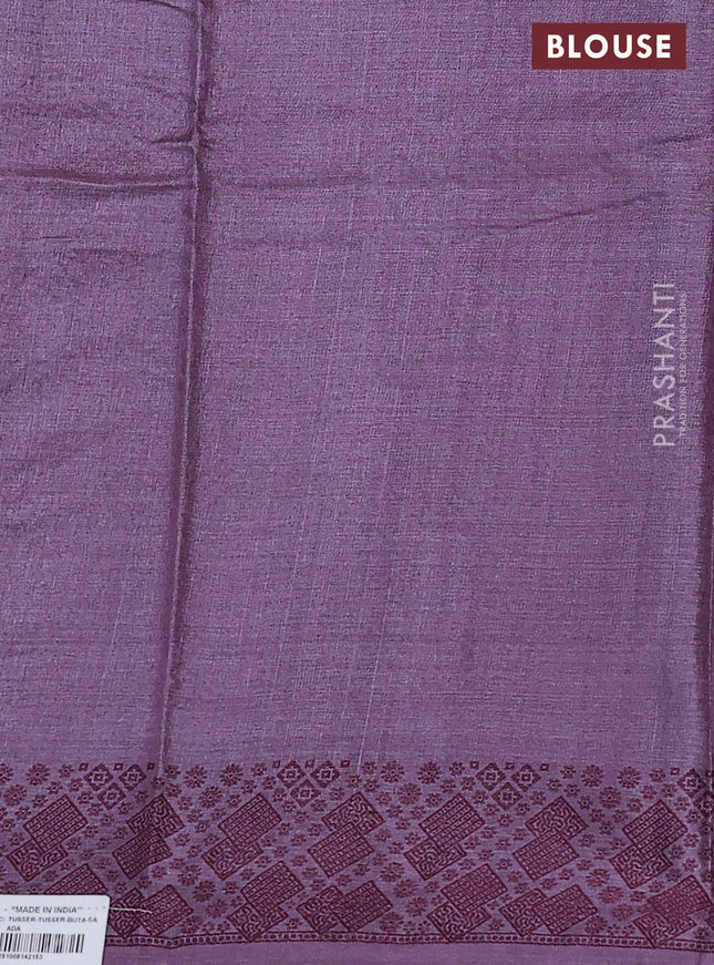 Pure tussar silk saree pastel purple with allover thread woven buttas and thread woven border
