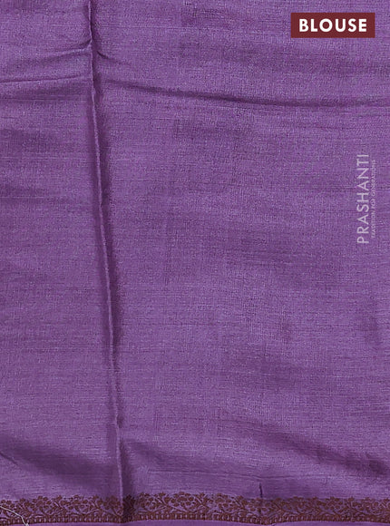 Pure tussar silk saree purple with allover thread weaves in borderless style