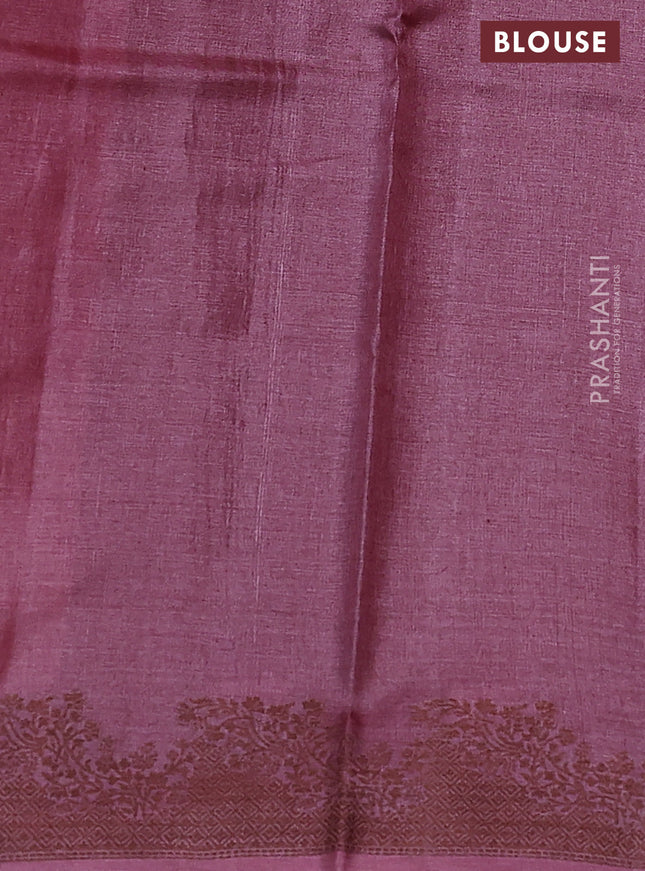 Pure tussar silk saree pink shade with thread woven buttas and thread woven border