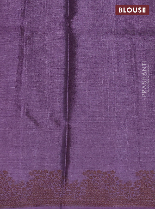 Pure tussar silk saree pastel purple with thread woven buttas and thread woven border