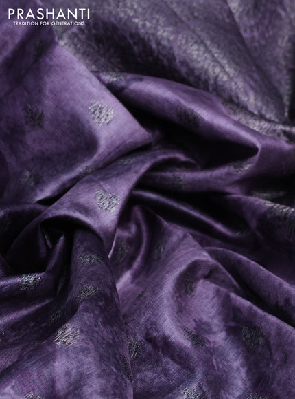 Banarasi tussar silk saree pastel lavender with woven buttas & digital prints in borderless style