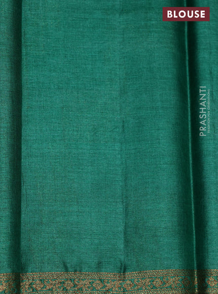 Banarasi tussar silk saree green with allover thread & zari weaves and small woven border