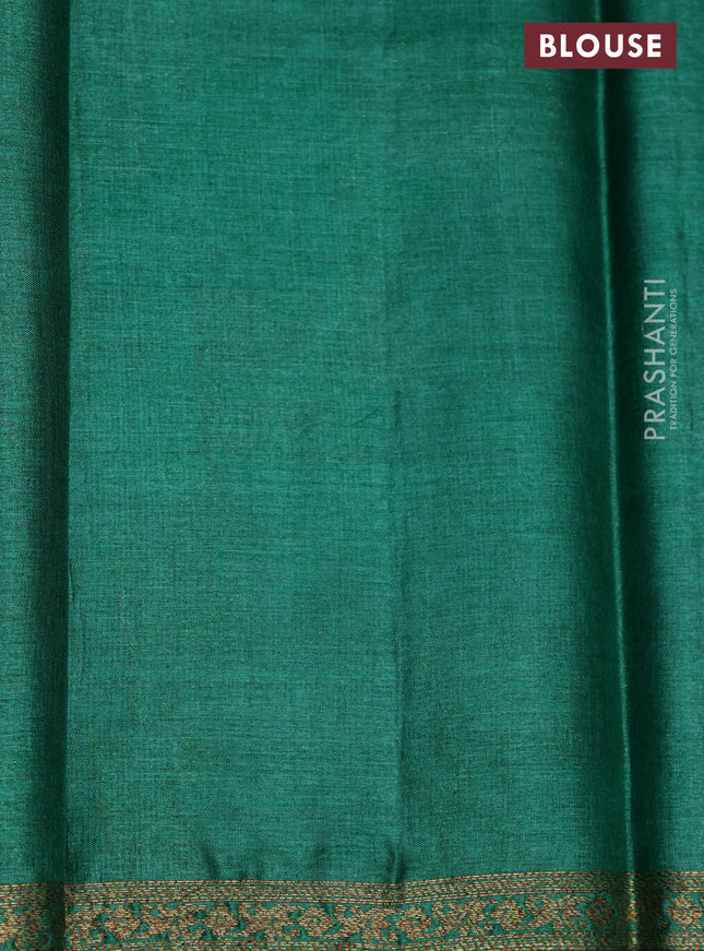 Banarasi tussar silk saree green with allover thread & zari weaves and small woven border