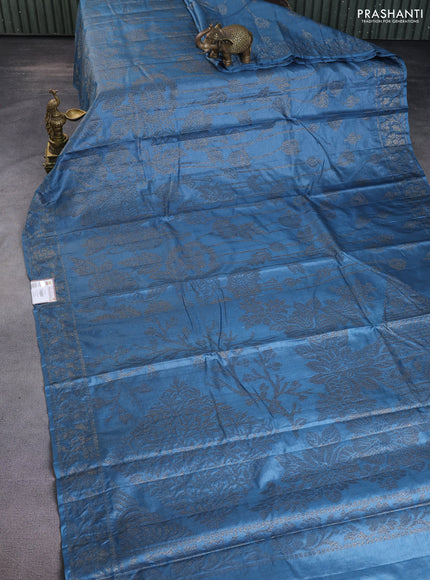 Banarasi tussar silk saree pastel blue with allover thread & zari weaves and woven border