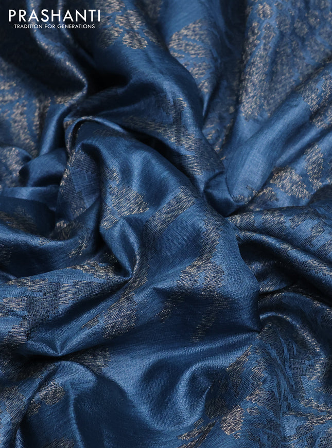 Banarasi tussar silk saree pastel blue with allover thread & zari weaves and woven border