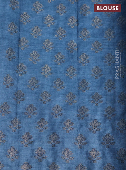 Banarasi tussar silk saree pastel blue with allover thread & zari weaves and woven border