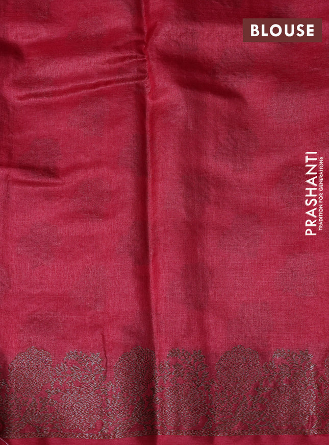 Banarasi tussar silk saree maroon with woven buttas and banarasi style border