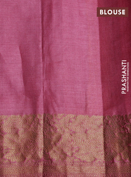 Banarasi tussar silk saree green shade and marron shade with woven buttas and banarasi style border