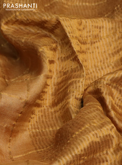 Pure tussar silk saree mustard yellow and rust shade with allover zari checked pattern and zari woven border