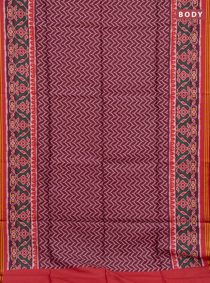 Semi patola saree deep maroon and red with allover ikat prints and simple border