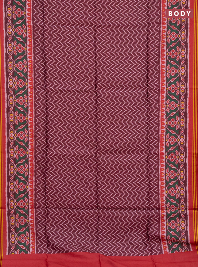 Semi patola saree deep maroon and red with allover ikat prints and simple border