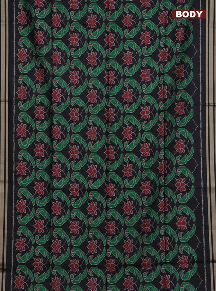 Semi patola saree black with allover ikat prints and simple border