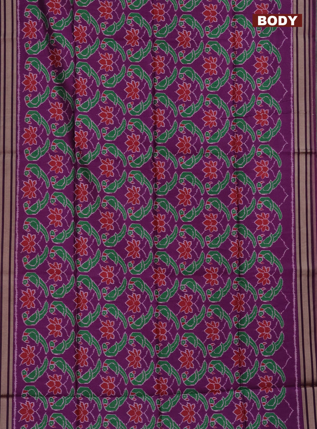 Semi patola saree purple with allover ikat prints and simple border