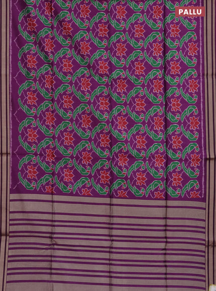 Semi patola saree purple with allover ikat prints and simple border