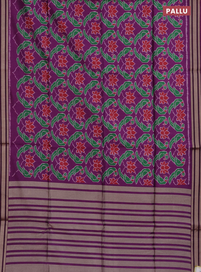 Semi patola saree purple with allover ikat prints and simple border