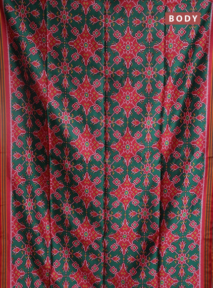 Semi patola saree green and maroon with allover ikat prints and simple border