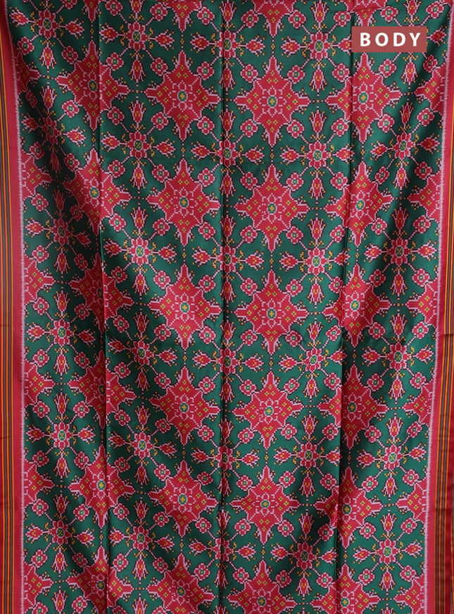 Semi patola saree green and maroon with allover ikat prints and simple border