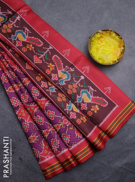 Semi patola saree purple and maroon with allover ikat prints and simple border