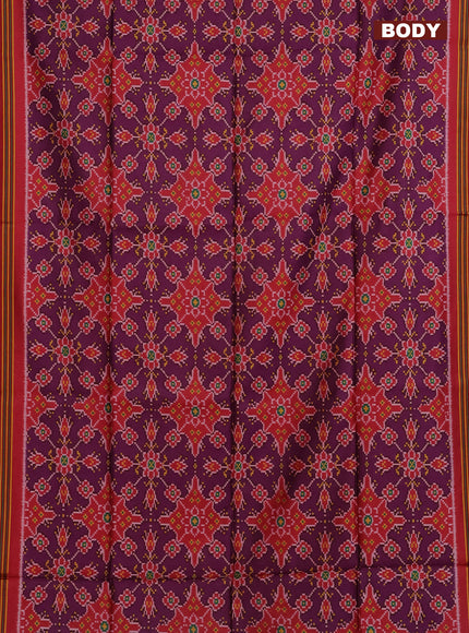 Semi patola saree purple and maroon with allover ikat prints and simple border