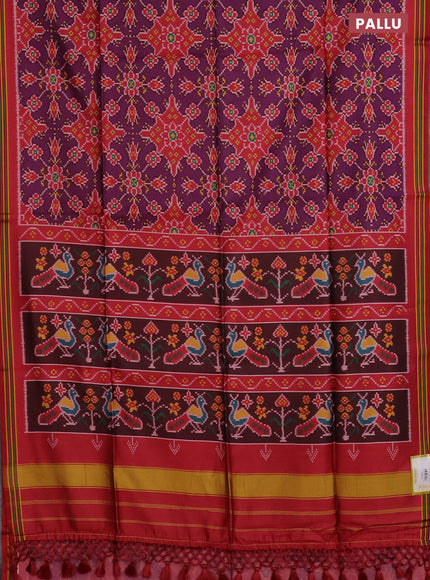Semi patola saree purple and maroon with allover ikat prints and simple border