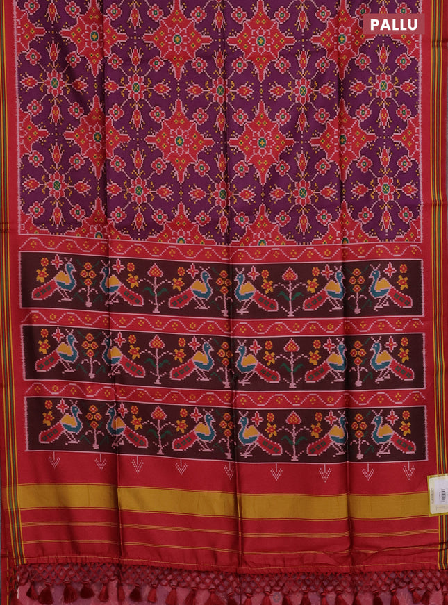 Semi patola saree purple and maroon with allover ikat prints and simple border