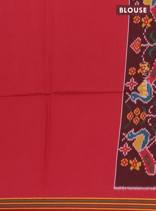 Semi patola saree purple and maroon with allover ikat prints and simple border