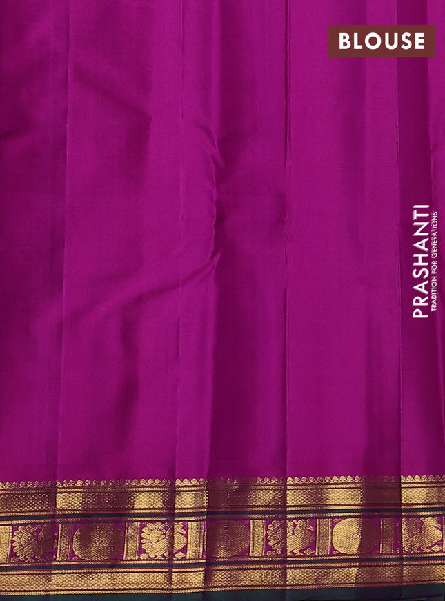 Pure kanchipuram silk saree dual shade of purple and pink with zari woven buttas and zari woven border