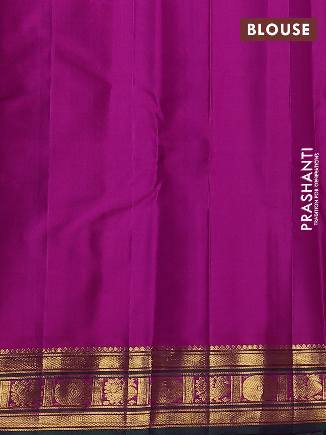 Pure kanchipuram silk saree dual shade of purple and pink with zari woven buttas and zari woven border